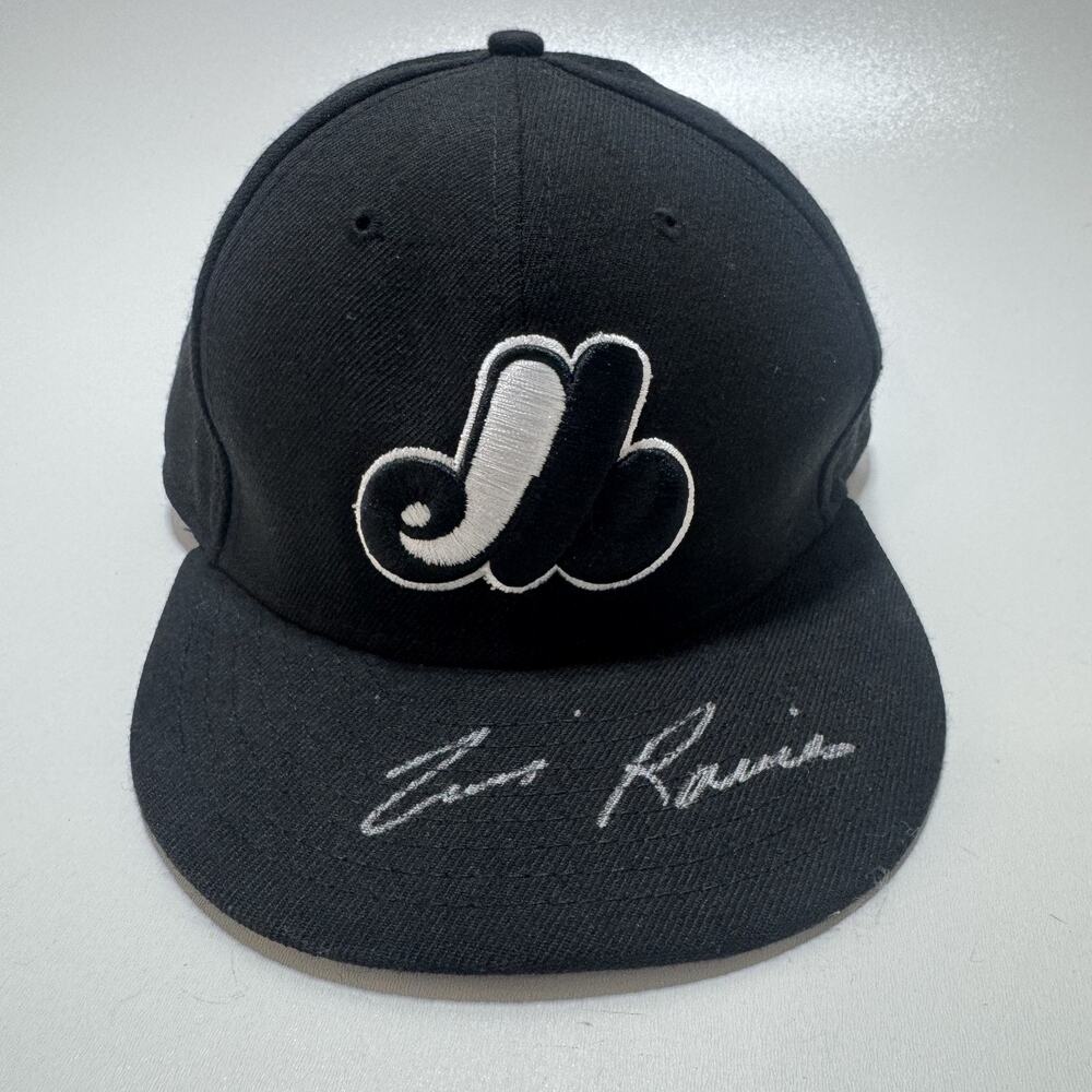 Tim Raines Auto Montreal Expos Hat Cap Fitted Mens 7 5/8 Black Baseball New Era